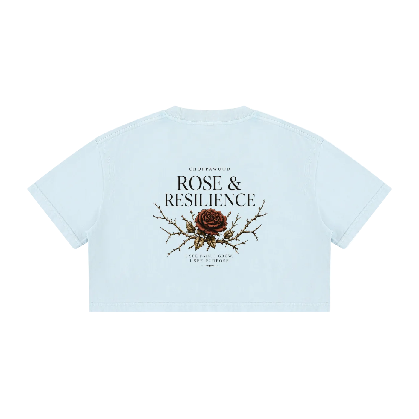 Choppawood Women's Mineral Wash Cotton Crop T-Shirt | Rose & Resilience Edition