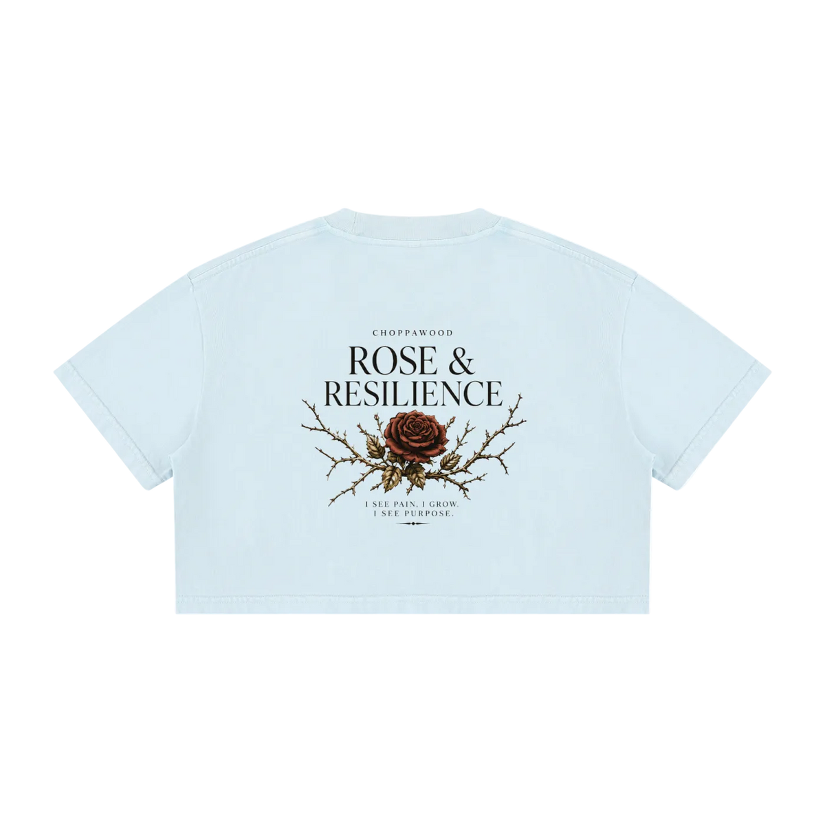 Choppawood Women's Mineral Wash Cotton Crop T-Shirt | Rose & Resilience Edition