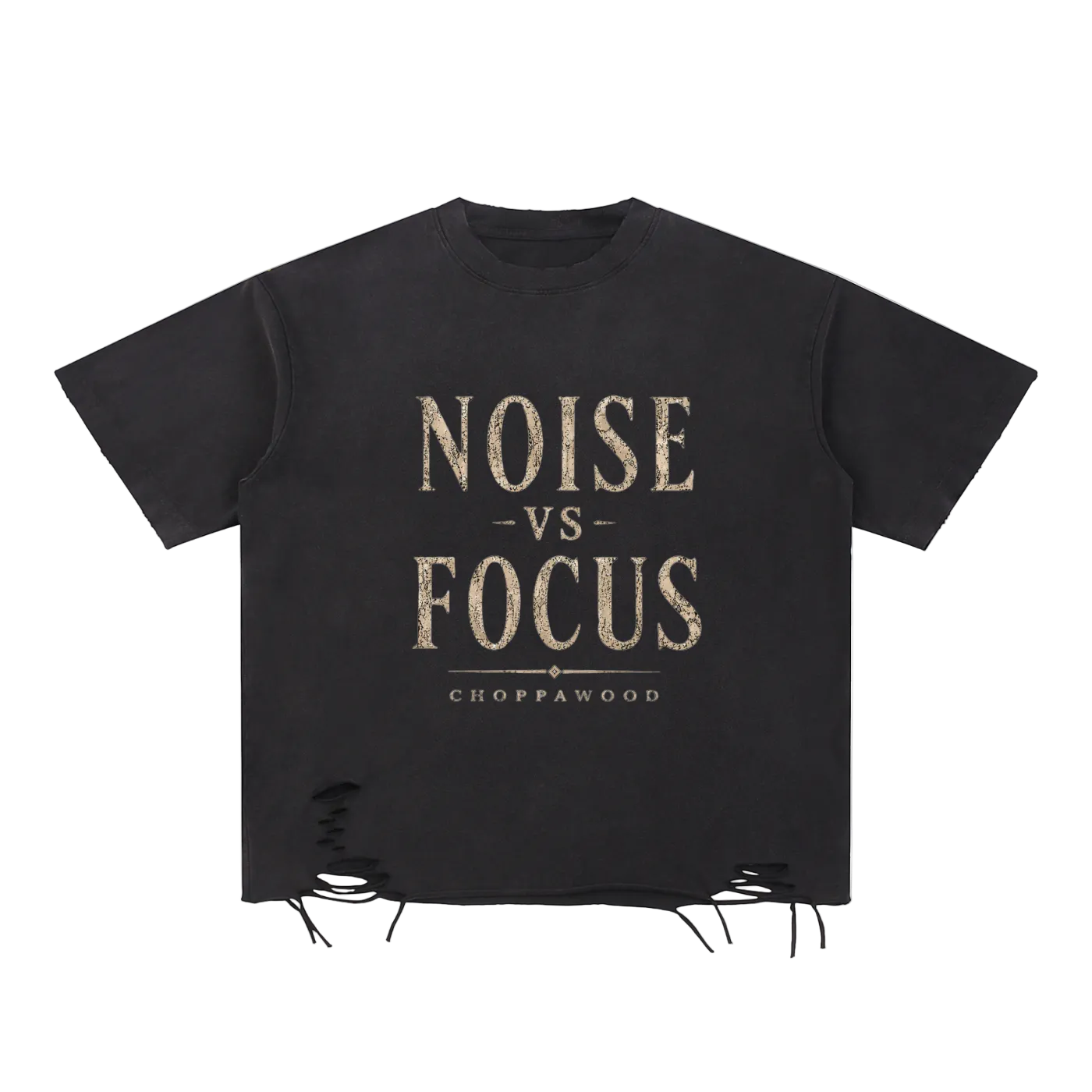 Choppawood Snow Washed Raw-Hem T-Shirt | Noise vs Focus Edition