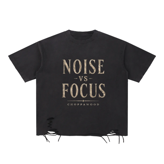 Choppawood Snow Washed Raw-Hem T-Shirt | Noise vs Focus Edition
