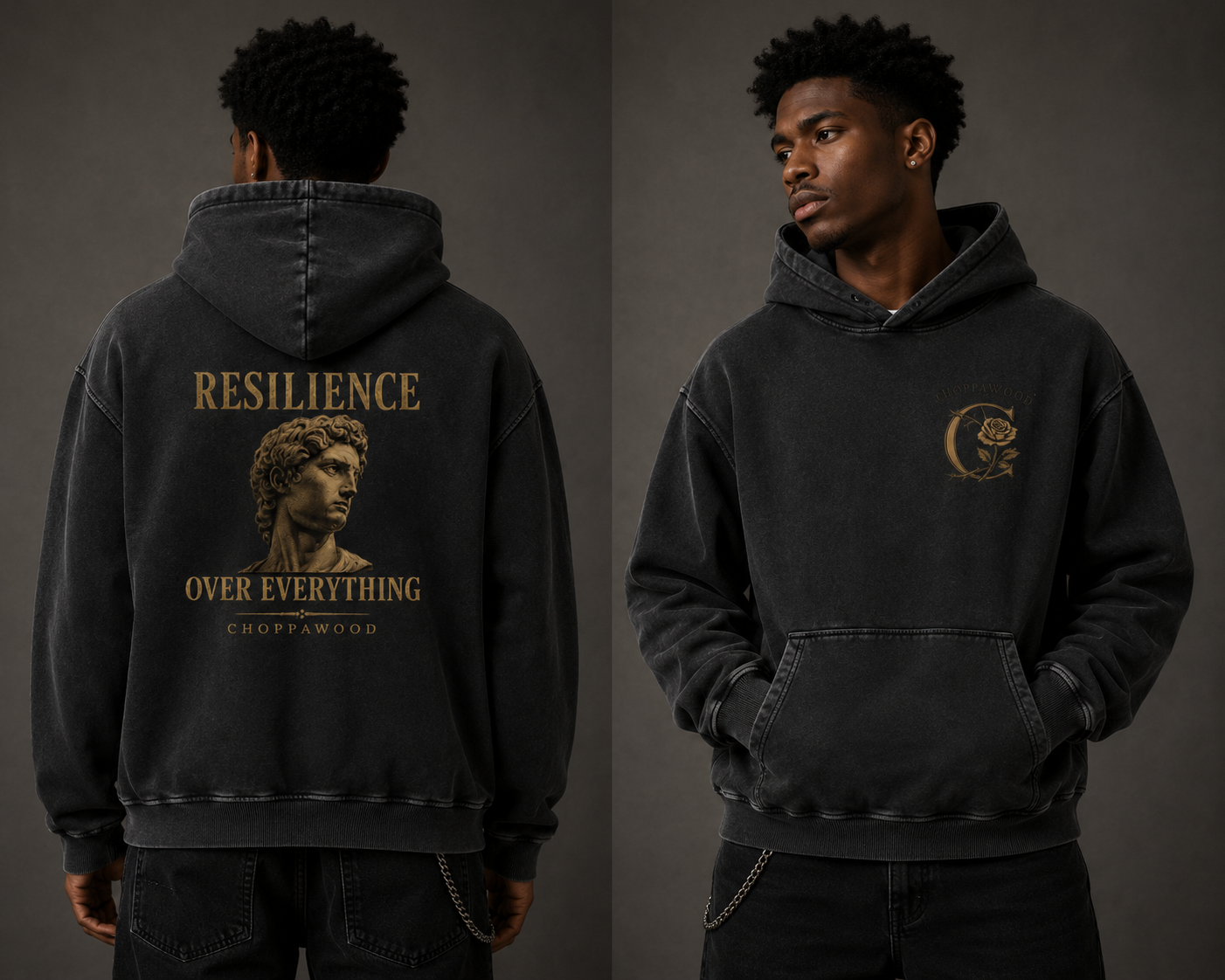 Choppawood Snow Washed Loose Cotton Hoodie | Resilience Over Everything Edition
