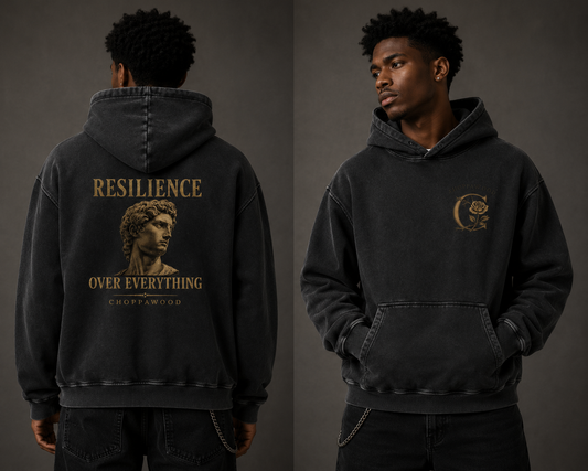 Choppawood Snow Washed Loose Cotton Hoodie | Resilience Over Everything Edition