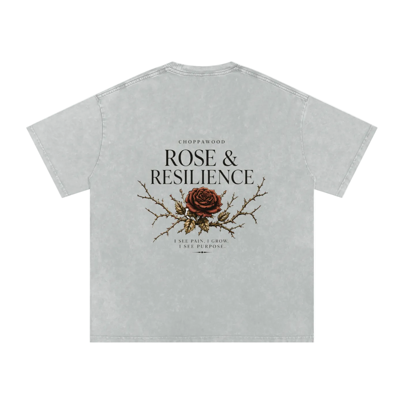 Choppawood Snow Washed Oversized Cotton T-Shirt | Rose & Resilience Edition