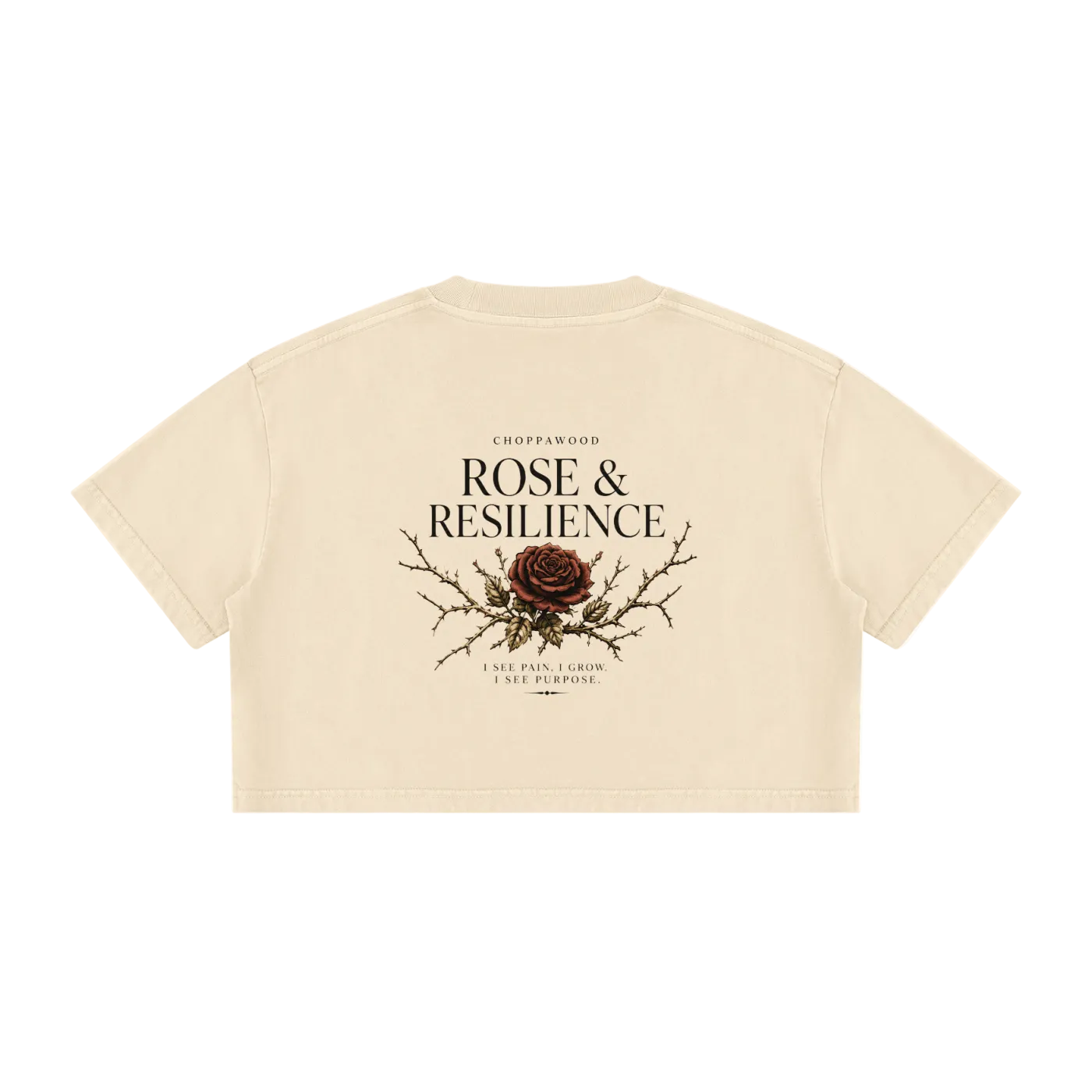 Choppawood Women's Mineral Wash Cotton Crop T-Shirt | Rose & Resilience Edition