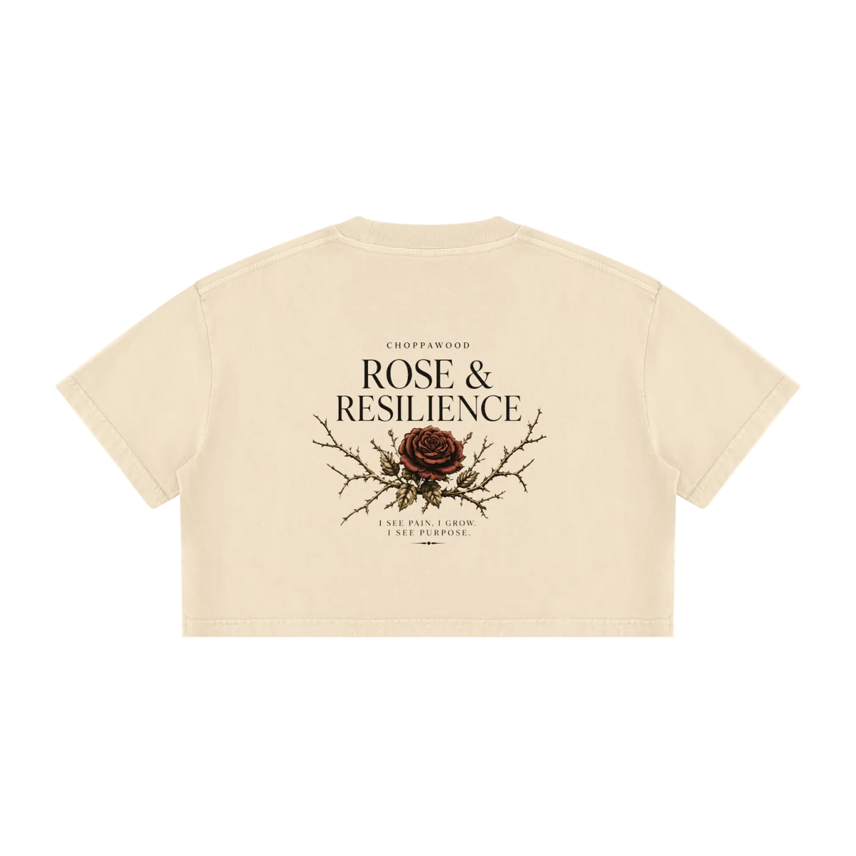 Choppawood Women's Mineral Wash Cotton Crop T-Shirt | Rose & Resilience Edition