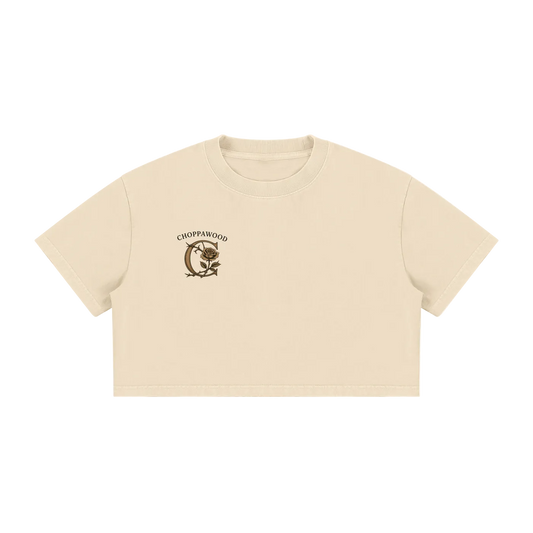 Choppawood Women's Mineral Wash Cotton Crop T-Shirt | Rose & Resilience Edition
