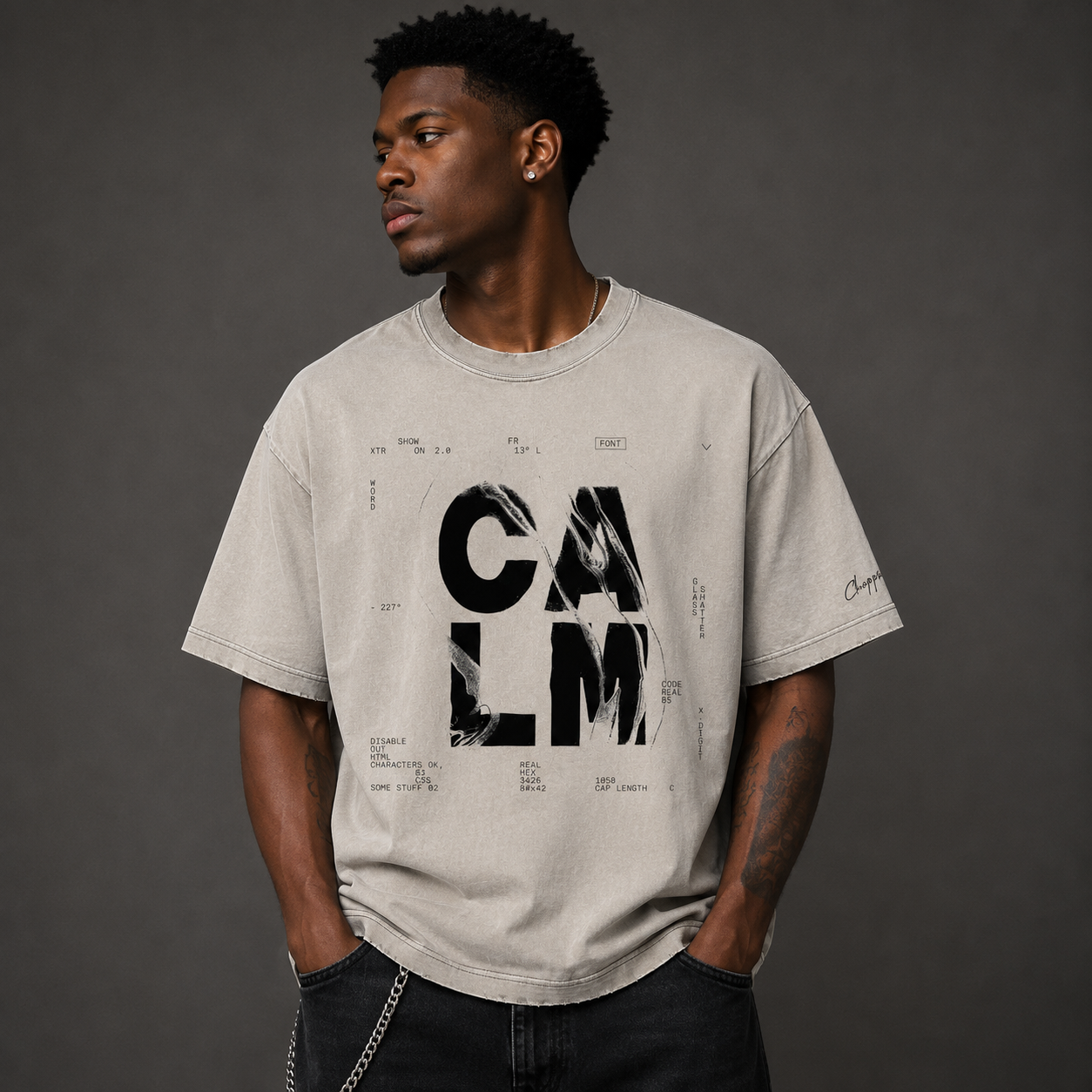 Choppawood "Calm" Heavyweight Vintage Washed Frayed T-Shirt | Premium Oversized Streetwear Tee