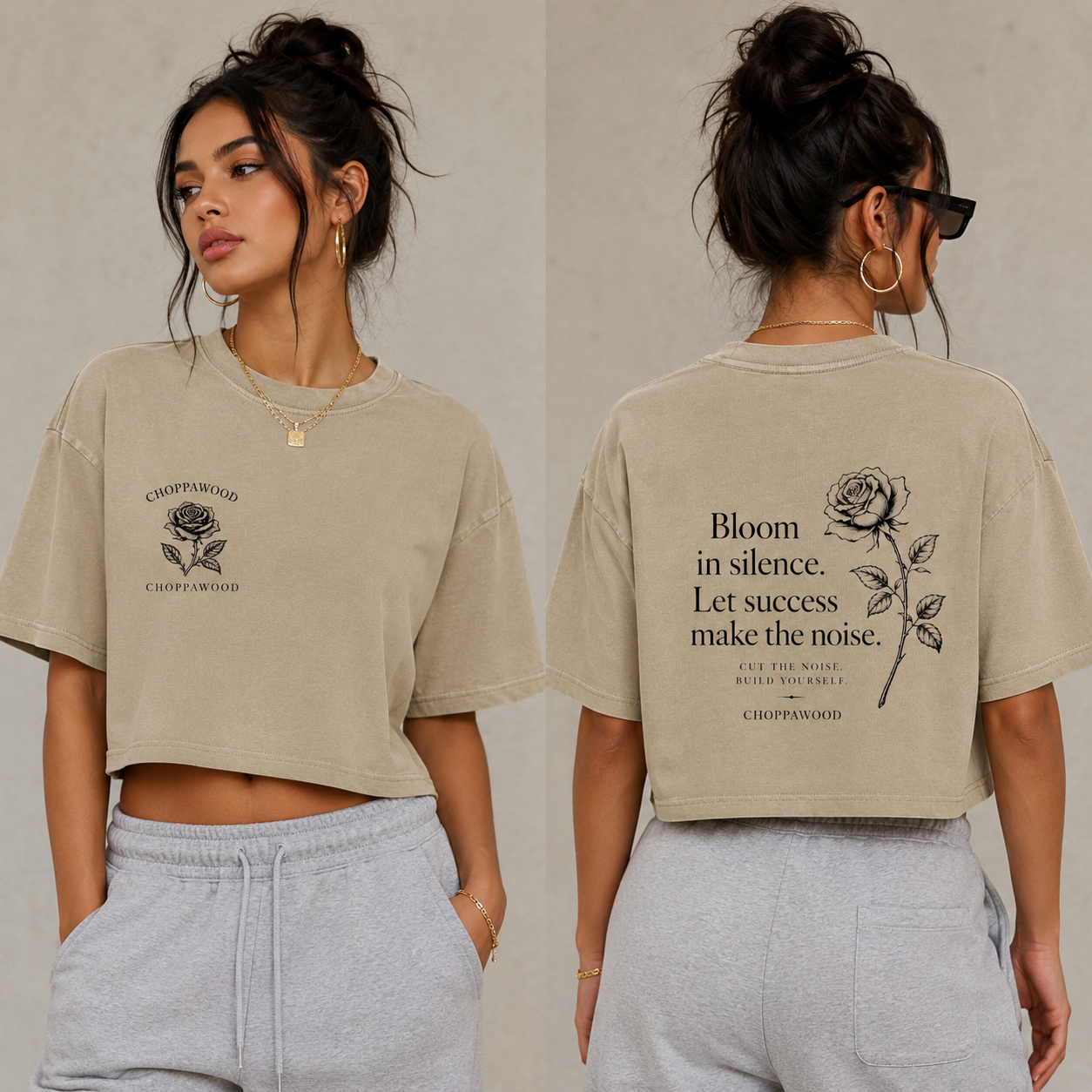 Choppawood Women's Snow Washed Crop Top | Bloom in Silence