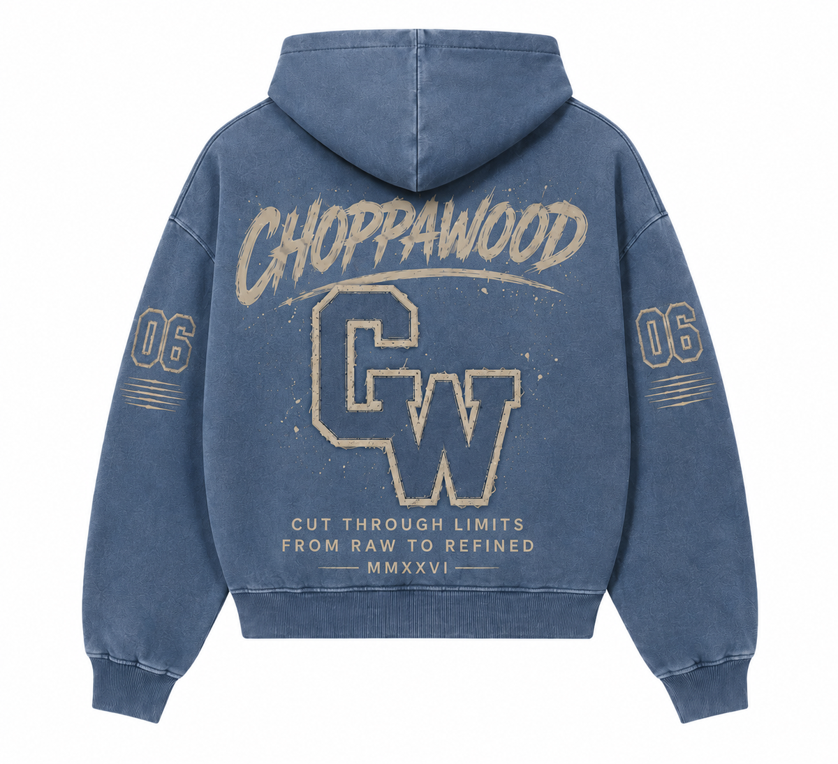 Choppawood Vintage Wash Full-Zip Boxy Hoodie | Cut Through Limits Edition