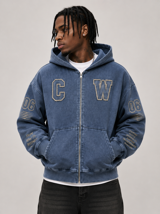 Choppawood Vintage Wash Full-Zip Boxy Hoodie | Cut Through Limits Edition
