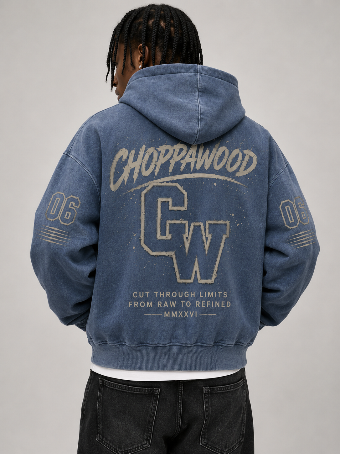Choppawood Vintage Wash Full-Zip Boxy Hoodie | Cut Through Limits Edition