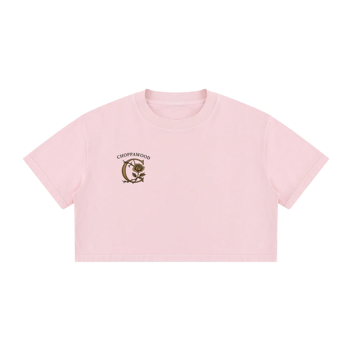 Choppawood Women's Mineral Wash Cotton Crop T-Shirt | Rose & Resilience Edition
