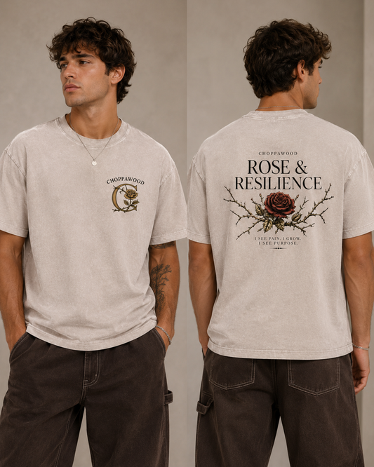 Choppawood Snow Washed Oversized Cotton T-Shirt | Rose & Resilience Edition