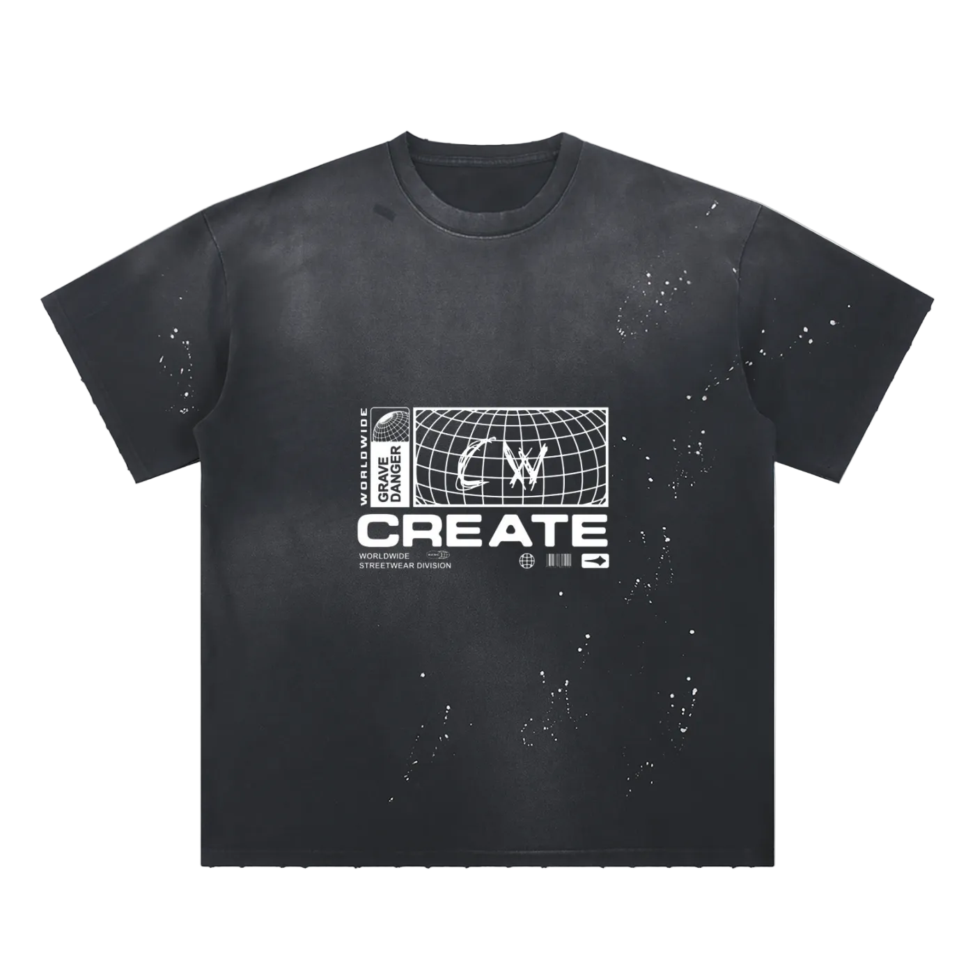 Choppawood Hand-Frayed Sunfade Paint Splatter T-Shirt | Premium Vintage Streetwear Tee