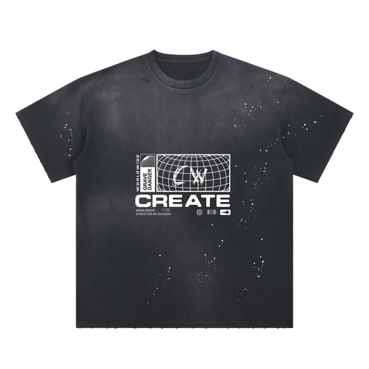Choppawood Hand-Frayed Sunfade Paint Splatter T-Shirt | Premium Vintage Streetwear Tee