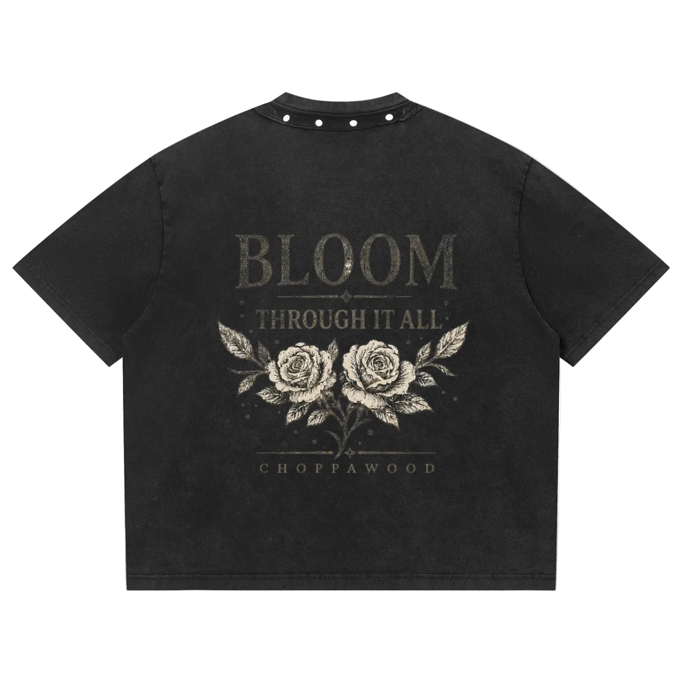 Choppawood Unisex Washed Boxy Studded T-Shirt | Bloom Through It All Edition