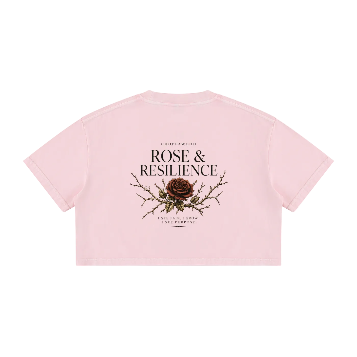 Choppawood Women's Mineral Wash Cotton Crop T-Shirt | Rose & Resilience Edition
