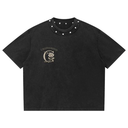 Choppawood Unisex Washed Boxy Studded T-Shirt | Bloom Through It All Edition