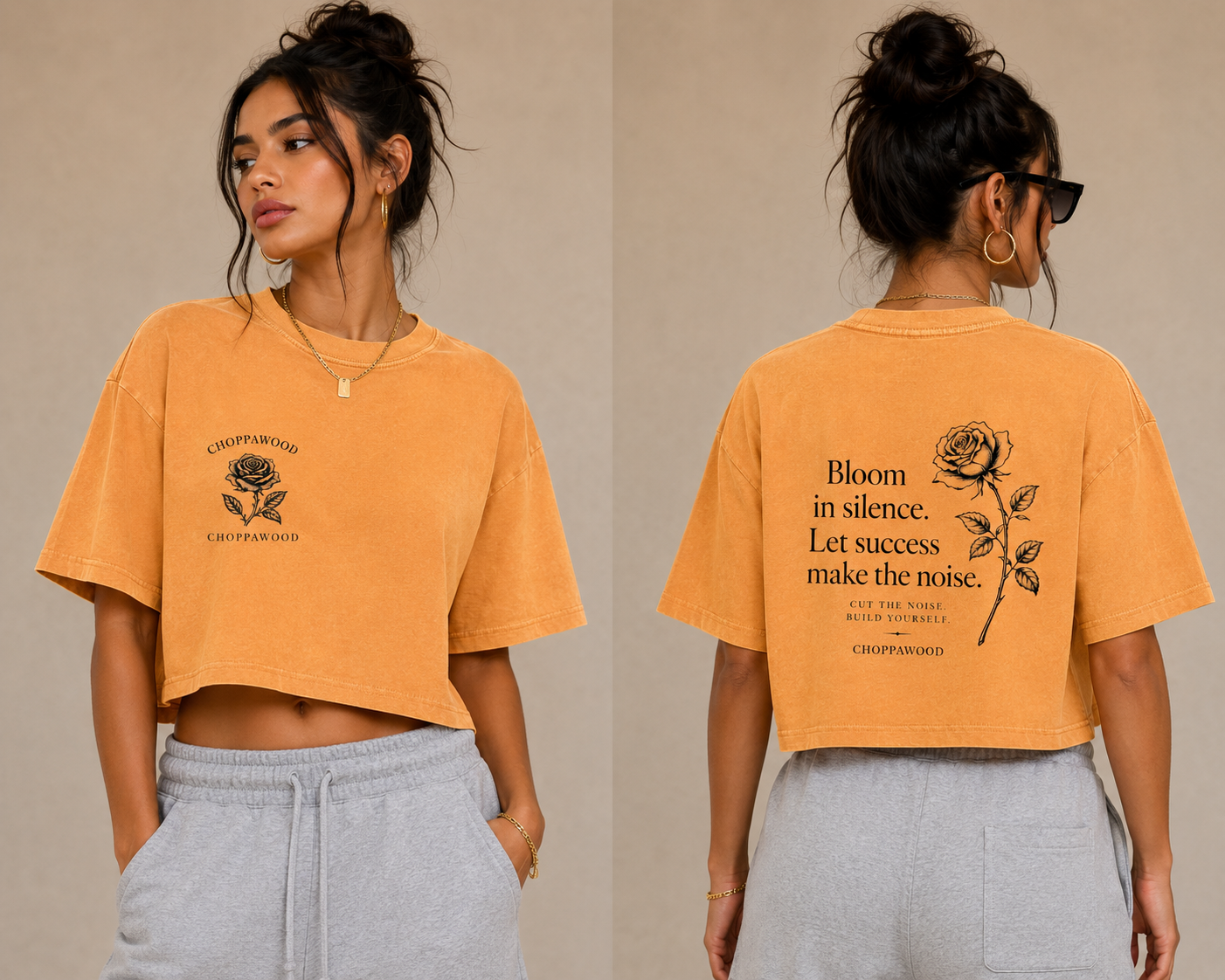 Choppawood Women's Snow Washed Crop Top | Bloom in Silence