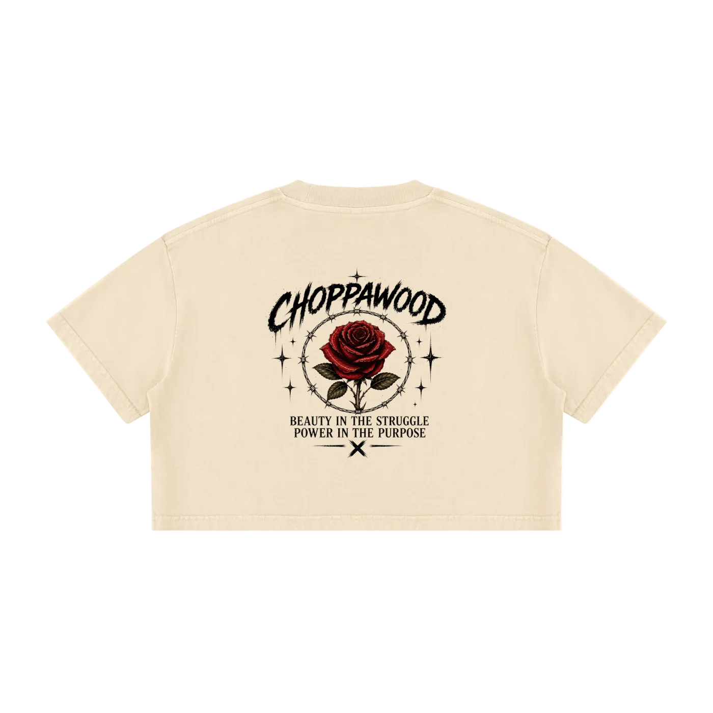Choppawood Women's Mineral Wash Cotton Crop T-Shirt | Rose & Resilience Vintage Crop Tee