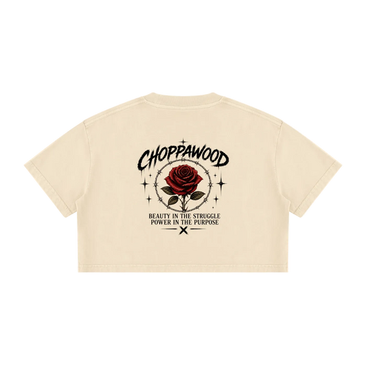Choppawood Women's Mineral Wash Cotton Crop T-Shirt | Rose & Resilience Vintage Crop Tee